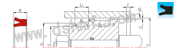 孔用U型圈DUP的公制溝槽尺寸(mm)及技術(shù)參數(shù)