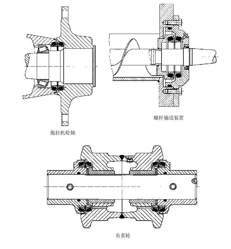 浮動油封的軸輪機械截面平面設計圖