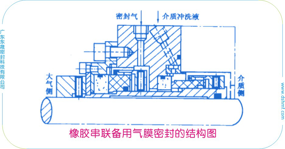 串聯(lián)備用橡膠氣膜油封的結(jié)構(gòu)圖