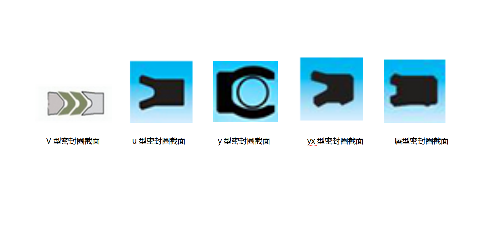 各類液壓密封件V型U型Y型YX型唇形密封圈截面圖1 各類液壓密封件V型U型Y型YX型唇形密封圈截面圖1